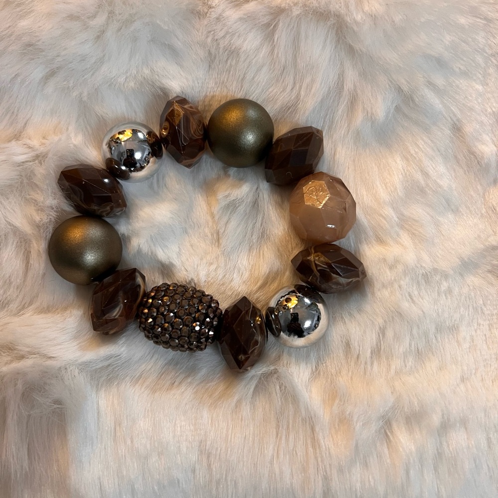 Elegant Brown and Silver Beaded Bracelet